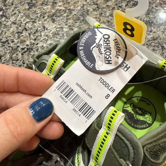 OshKosh Carters Boys Size 8 Shoes - Blue Green Grey Shoes Kids - Picture 7 of 7